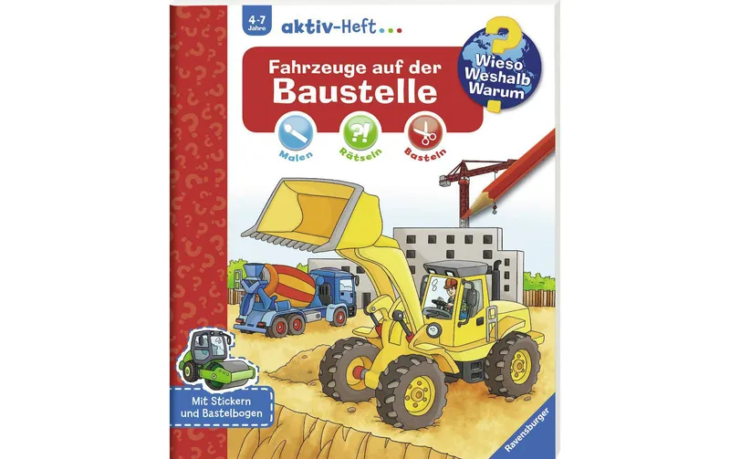 Ravensburger enfants-Sachbuch WWW aktiv-Heft – Fahrzeuge auf le Baustelle