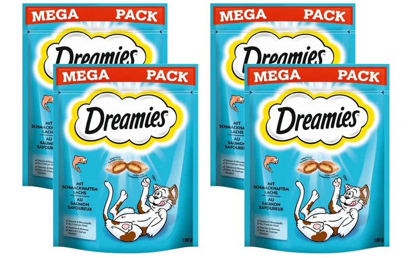 Dreamies Katzen-Snack avec Lachs, 4 x 180g