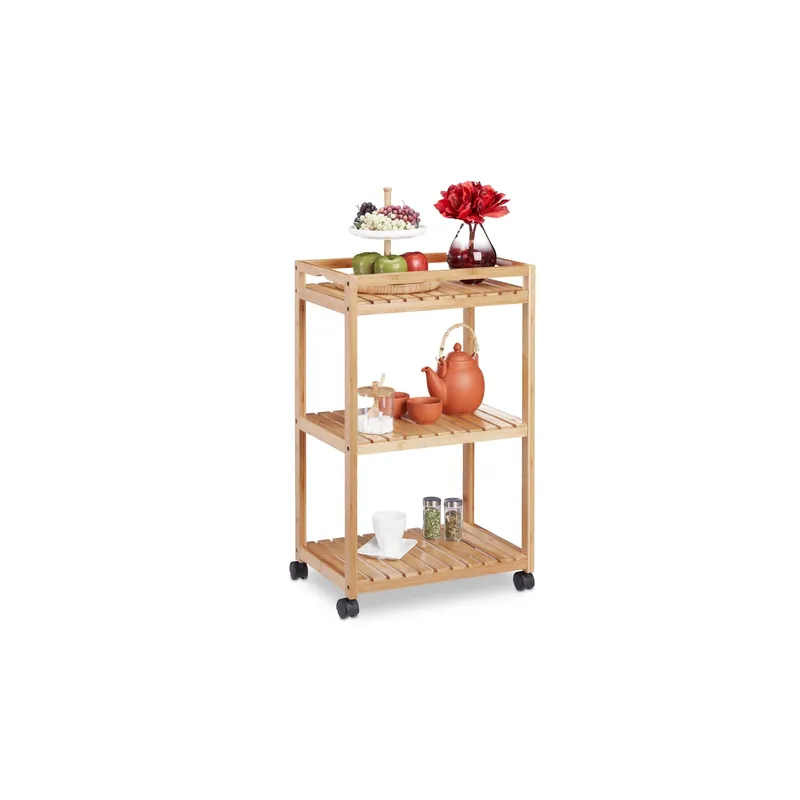 relaxdays Küchenwagen 47 x 77 cm, Schwarz/Braun