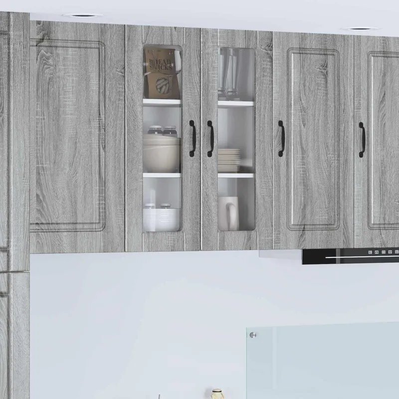 Cabinet en verre mural PORTO Gris Sonoma 60 x 31 x 80 cm
