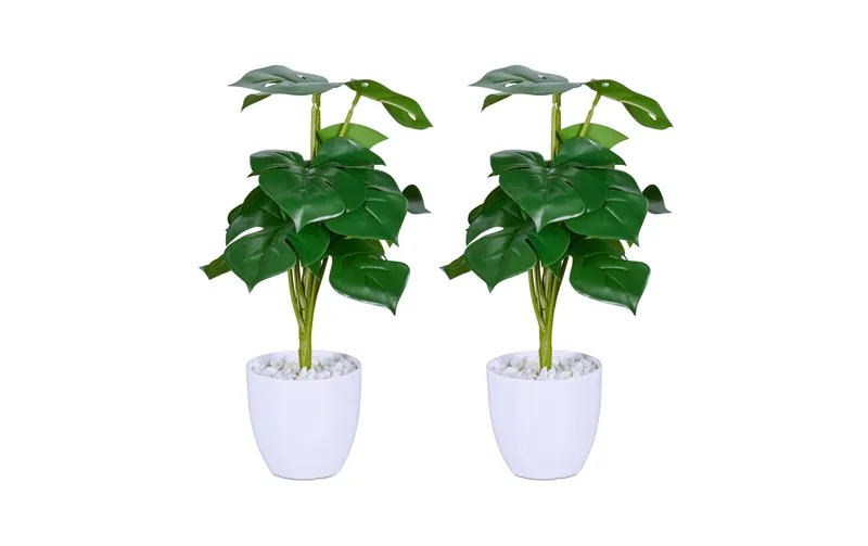 relaxdays Kunstpflanze Monstera 2 pieces, 33 cm