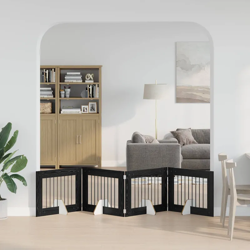 Klappbares Hundetor mit Ständern 4 stk. nero Eichen-Optik