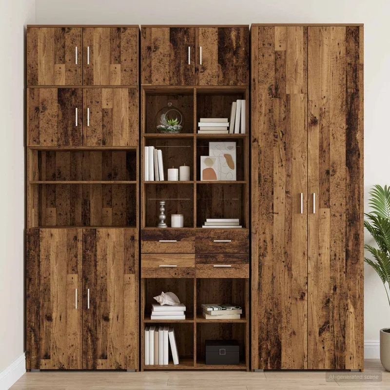 Cabinet de rangement avec étagères Bois ancien