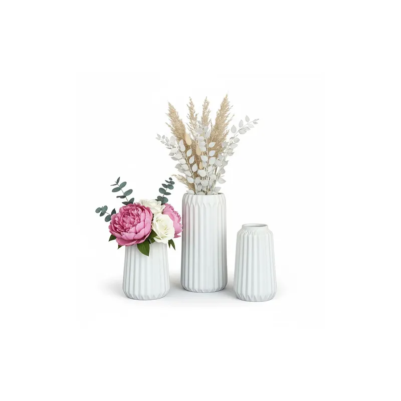 relaxdays Vasen-Set 3-teilig, bianco