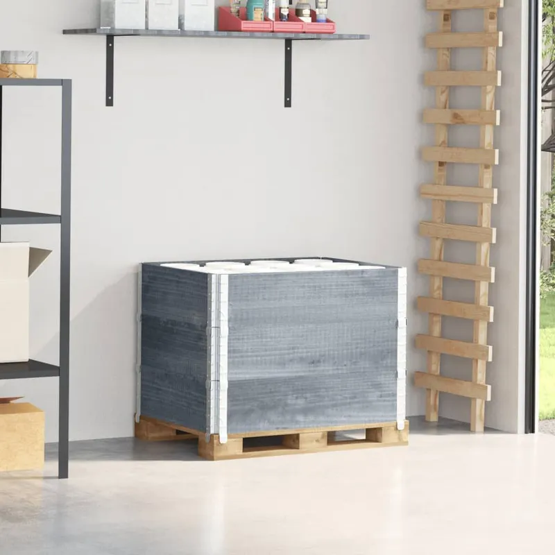 Paletten-Aufsatzrahmen 3 Stk. grigio 80x60 cm legno massiccio pino