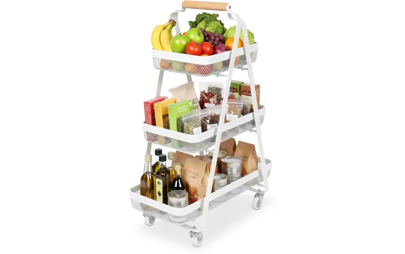 relaxdays Küchenwagen 84.5 x 57 x 31 cm bianco