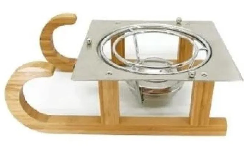 Nouvel Fondue-Rechaud Schlitten, Silber / brun