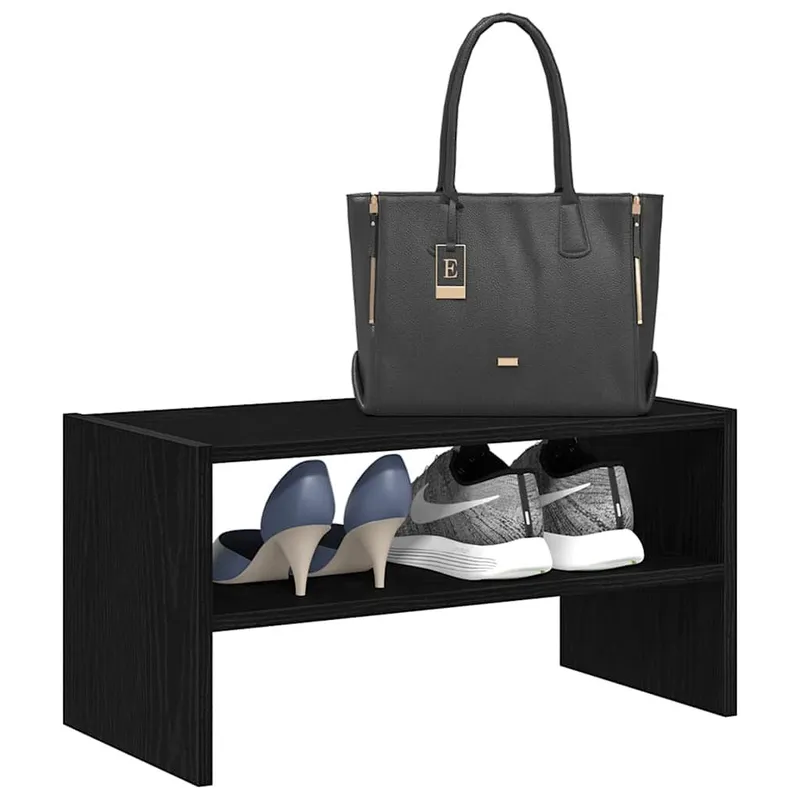 Étagère à chaussures empilable en chêne noir 60 x 30 x 30,5 cm