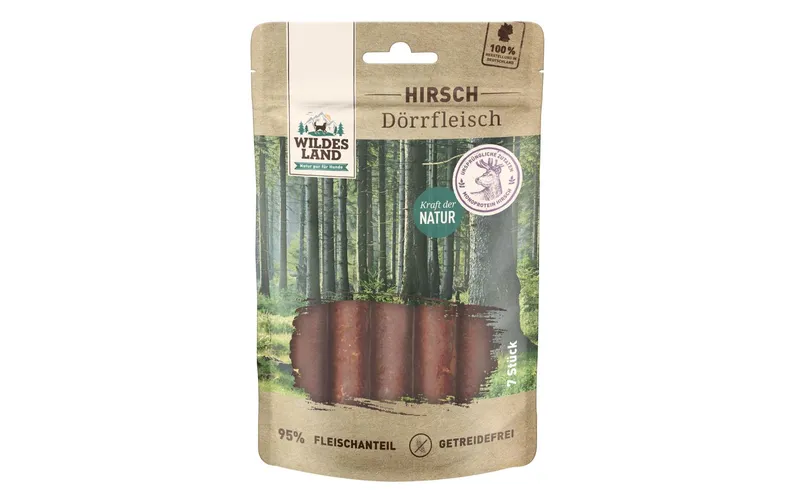 Wildes Land Snack Dörrfleisch Hirsch, 7 Stk