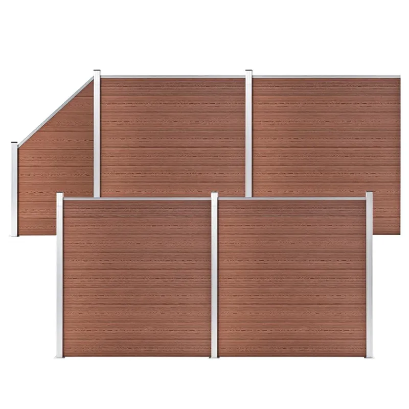 WPC Zaun-Set 4 Quadrate + 1 Schräge 792x186 cm marrone