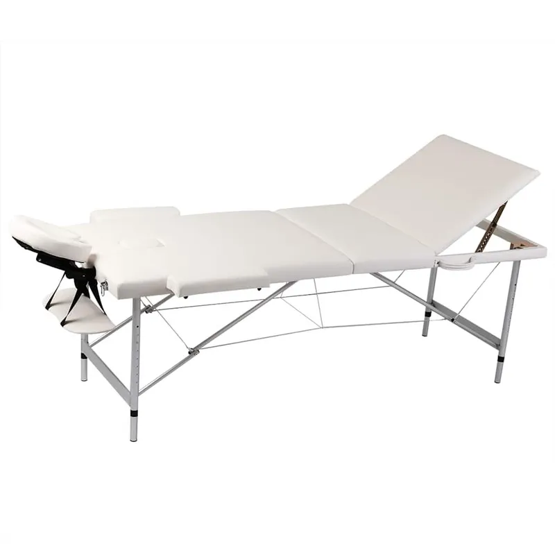 Massagetisch mit Aluminiumrahmen, faltbar 3 Zonen Creme-bianco