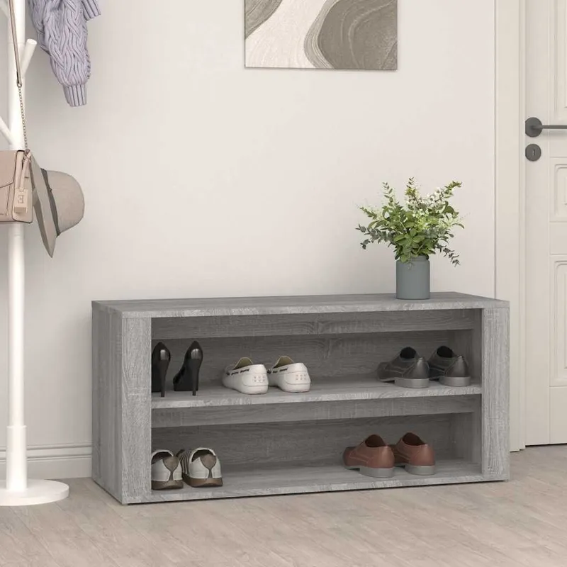 Étagère à chaussures Gris béton 100x35x45 cm Bois d'ingénierie