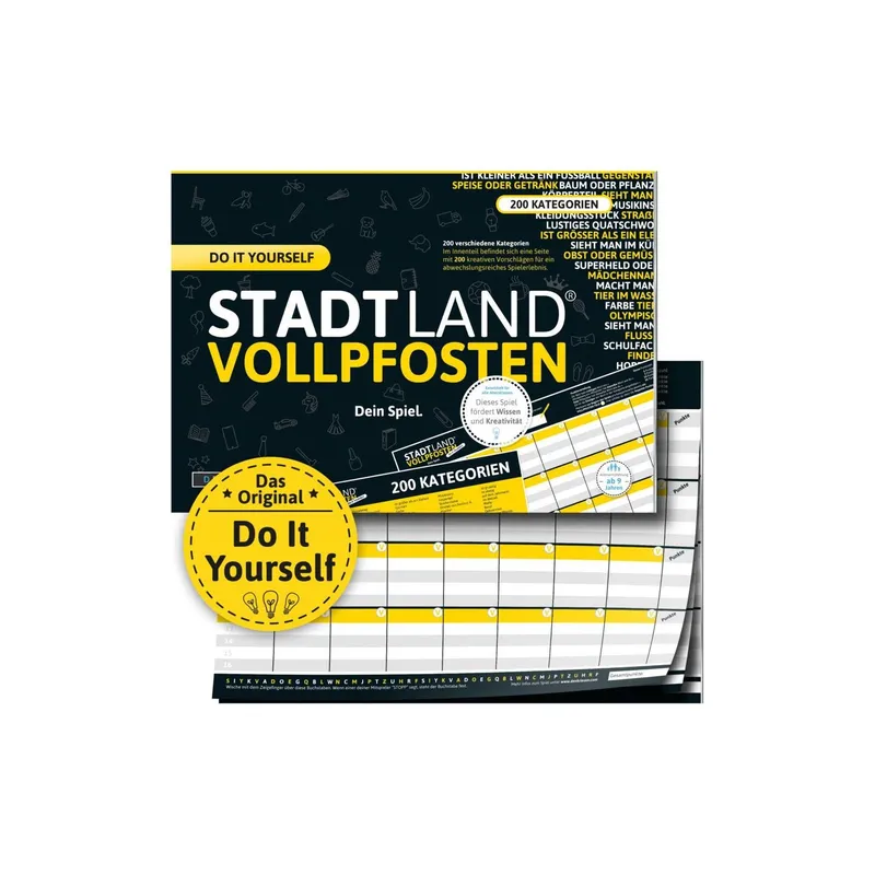 Denkriesen Partyspiel STADT LAND VOLLPFOSTEN – Do It Yourself