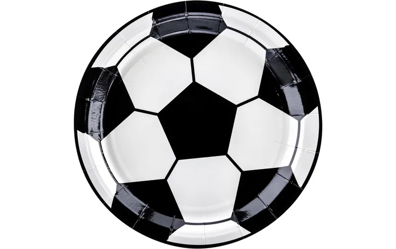 Partydeco Einwegteller Fussball 18 cm, 6 pezzi, nero/bianco