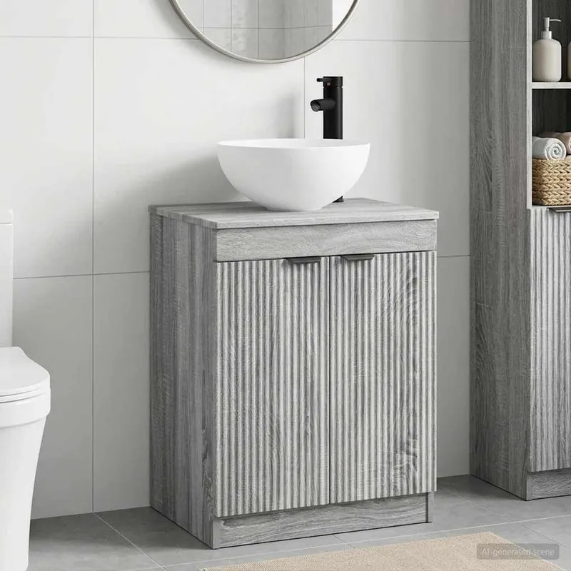 Badezimmermöbel-Set Grau Sonoma Holzwerkstoff