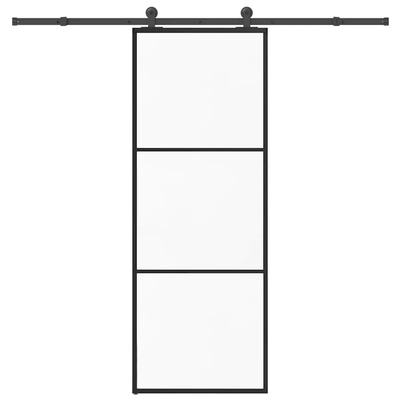 Schiebetür mit Beschlag 76x205 cm ESG-Glas & Aluminium