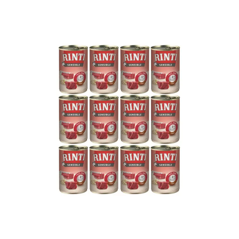 Rinti Nassfutter Sensible Dose Rind + Reis, 12 x 400 g