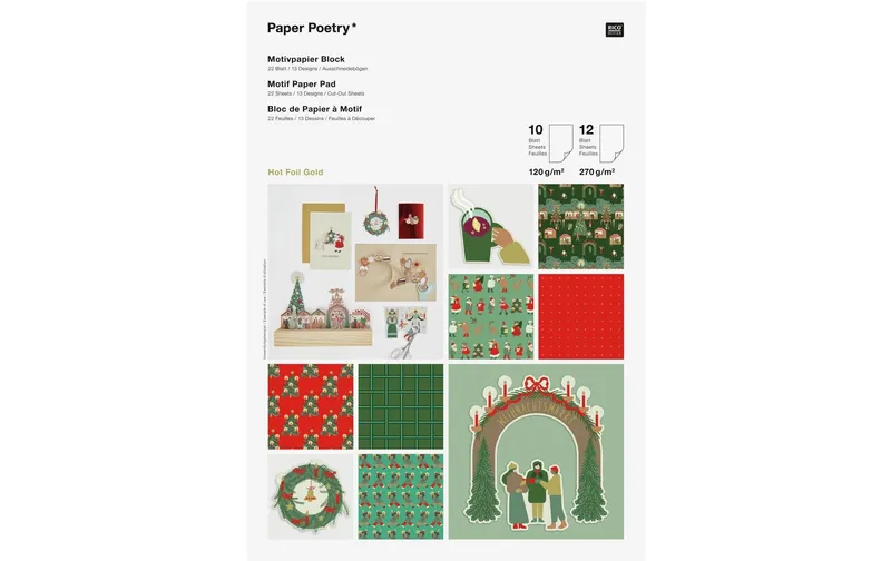 Rico Design Motivpapierblock Weihnachtsmarkt 22 Blatt, 120-270 g/m²