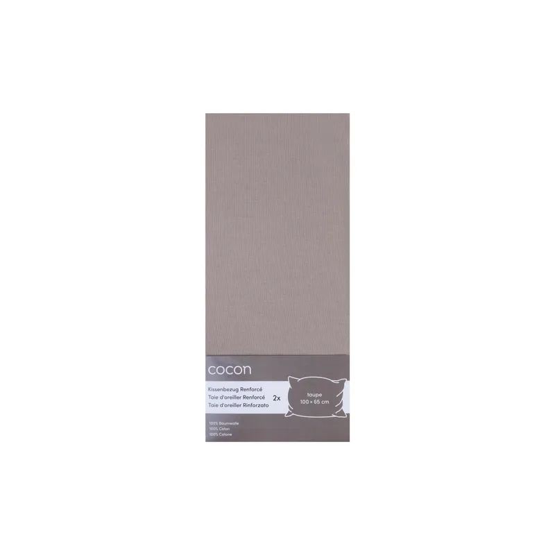 Copri-cuscino COCON Renforcé 65 x 100 cm, marrone scuro, confezione da 2 pezzi