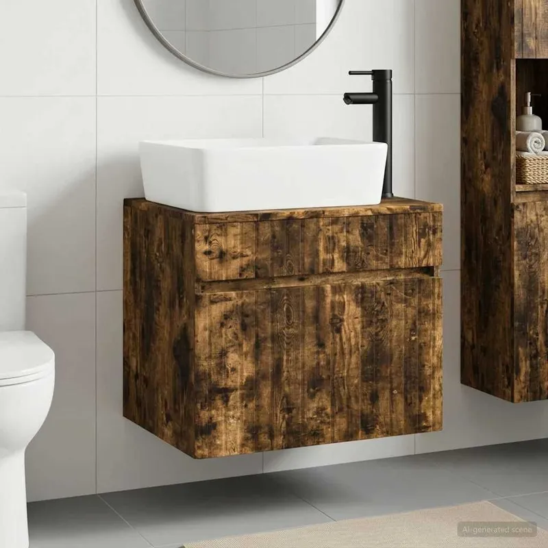 Badezimmermöbel-Set Geräucherte Eiche derivato del legno