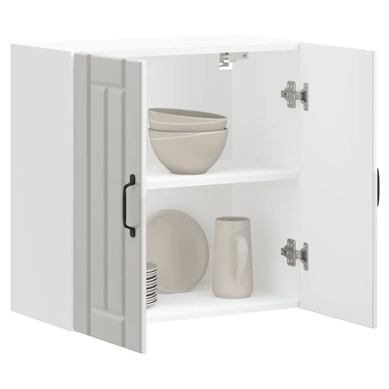 Armoire murale de cuisine Lucca blanc brillant bois ingénierie