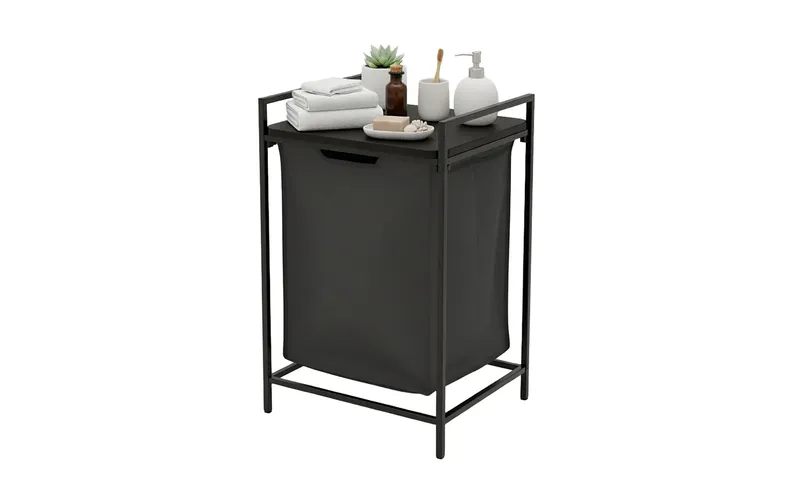 relaxdays Wäschekorb 65 L nero