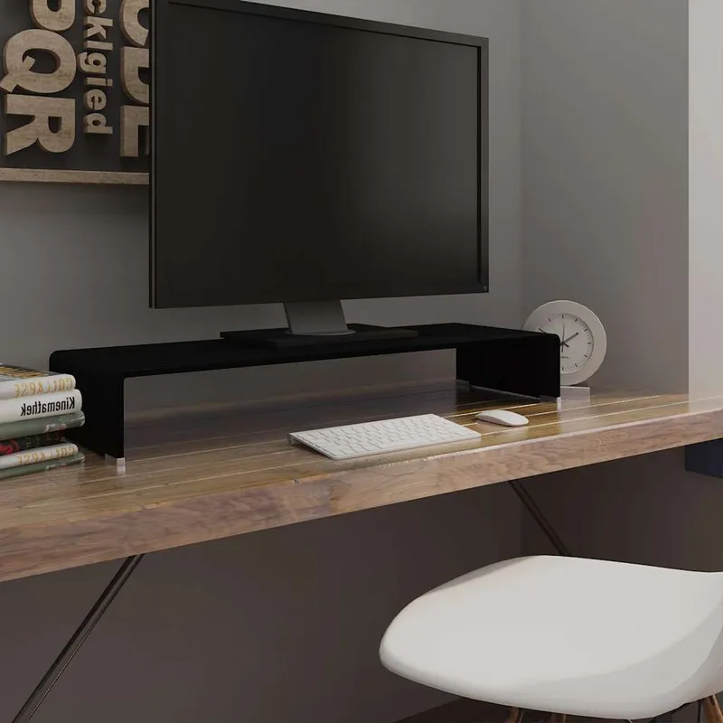 TV-tavolo/Bildschirmerhöhung vetro nero 90x30x13 cm
