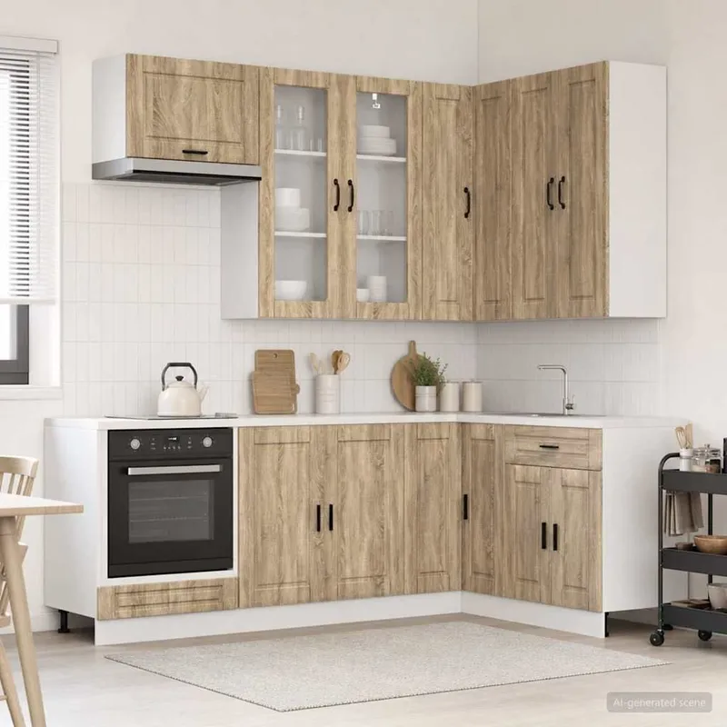 Unité de cuisine PORTO 8 pc Chêne Sonoma Bois d'ingénierie