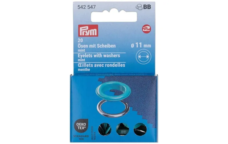 Prym Ösen mit Scheiben 20 pezzi, Mint-Silber