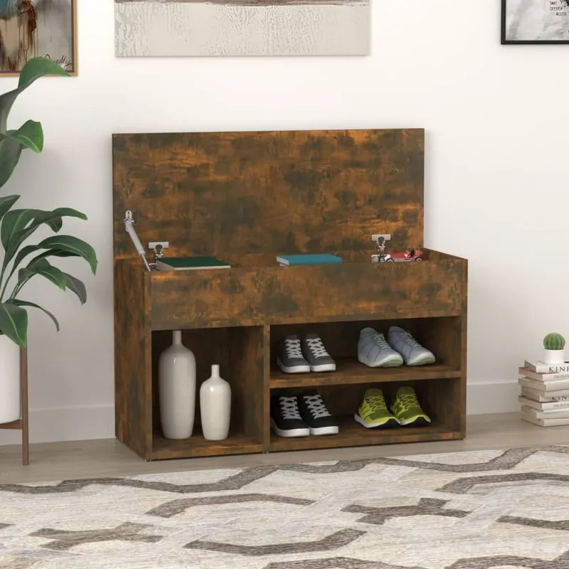 Schuhbank Räuchereiche 80x30x45 cm derivato del legno