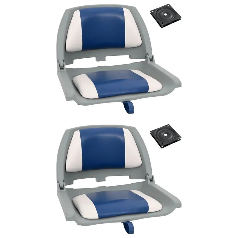 4-tlg. Bootssitz-Set Klappbar mit Polster in blu-bianco