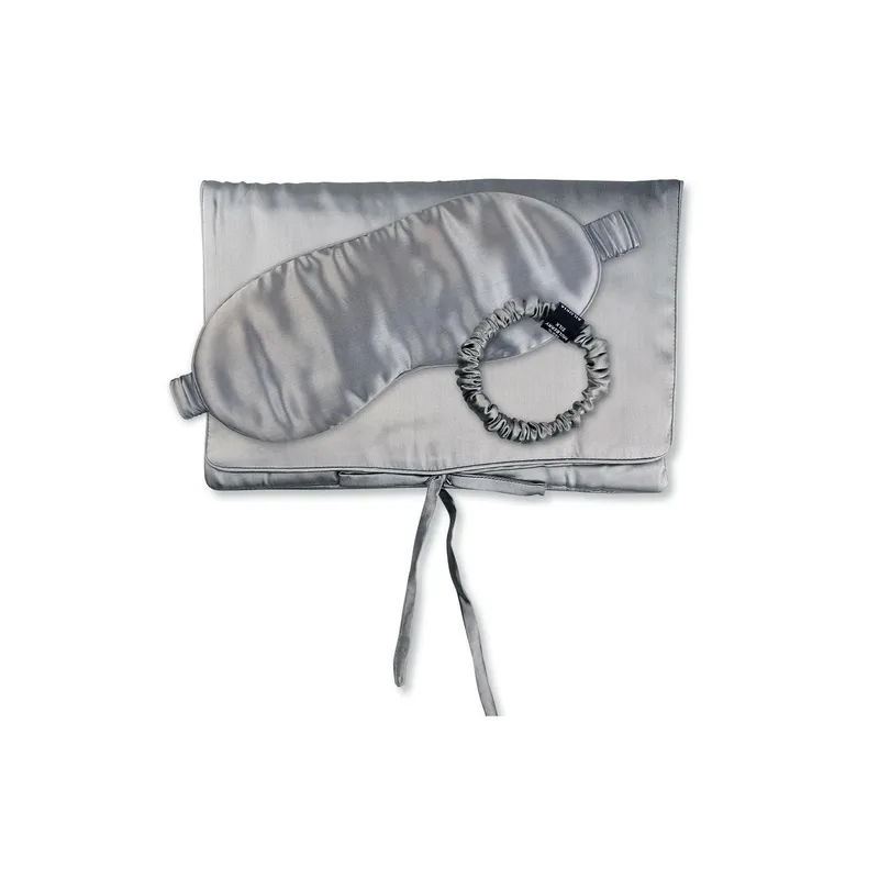Ailoria TRAVEL SET borsa occhialino da sonno & scrunchie S seta Shadow